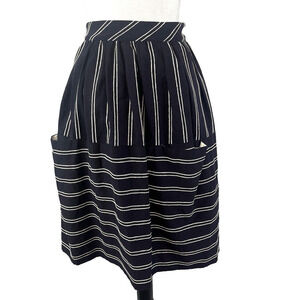 Maeve Anthropologie Skirt size 6 Navy Blue White Full Knee Pockets Apron Modest